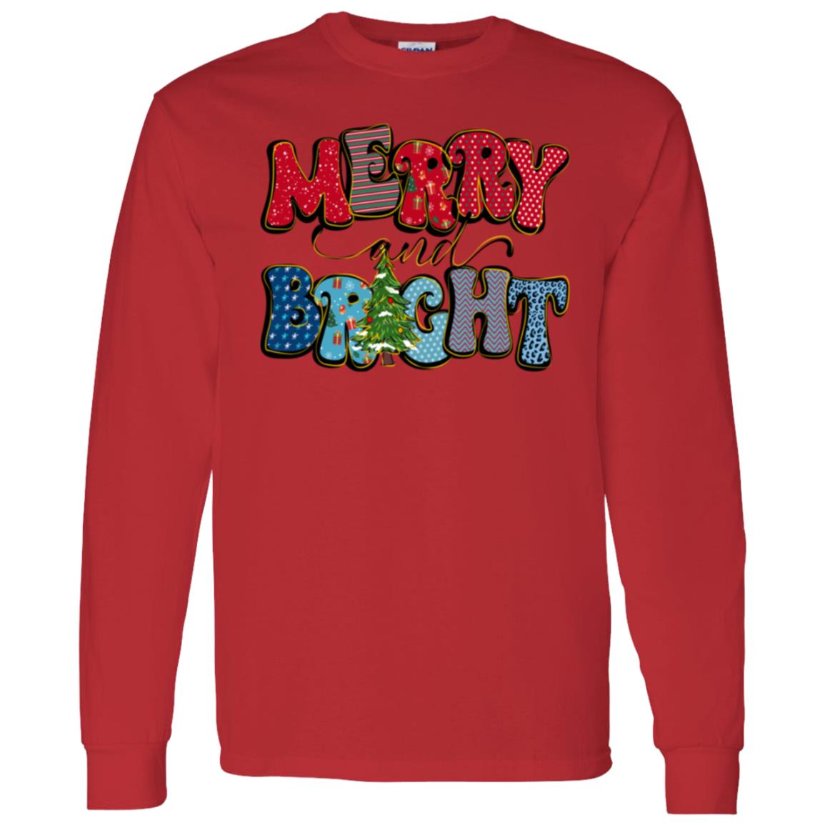 MERRY & BRIGHT RED & BLUE L/S TEE