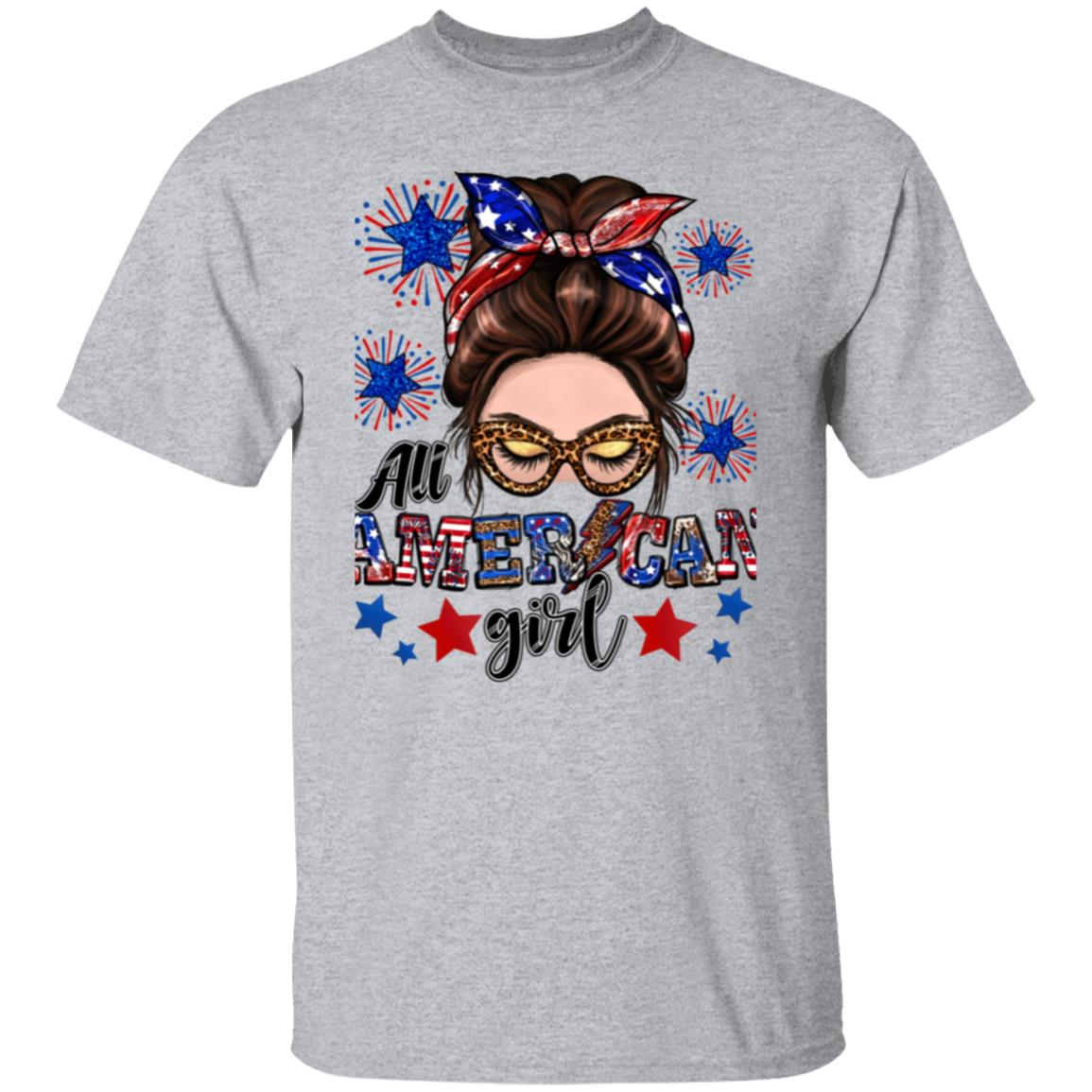 ALL AMERICAN GIRL MESSY BUN TEE