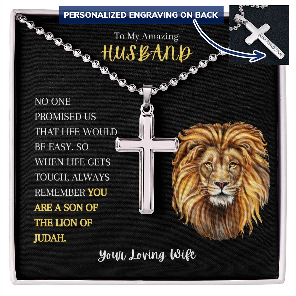 To My Amazing Husband Personalized Cross Necklace