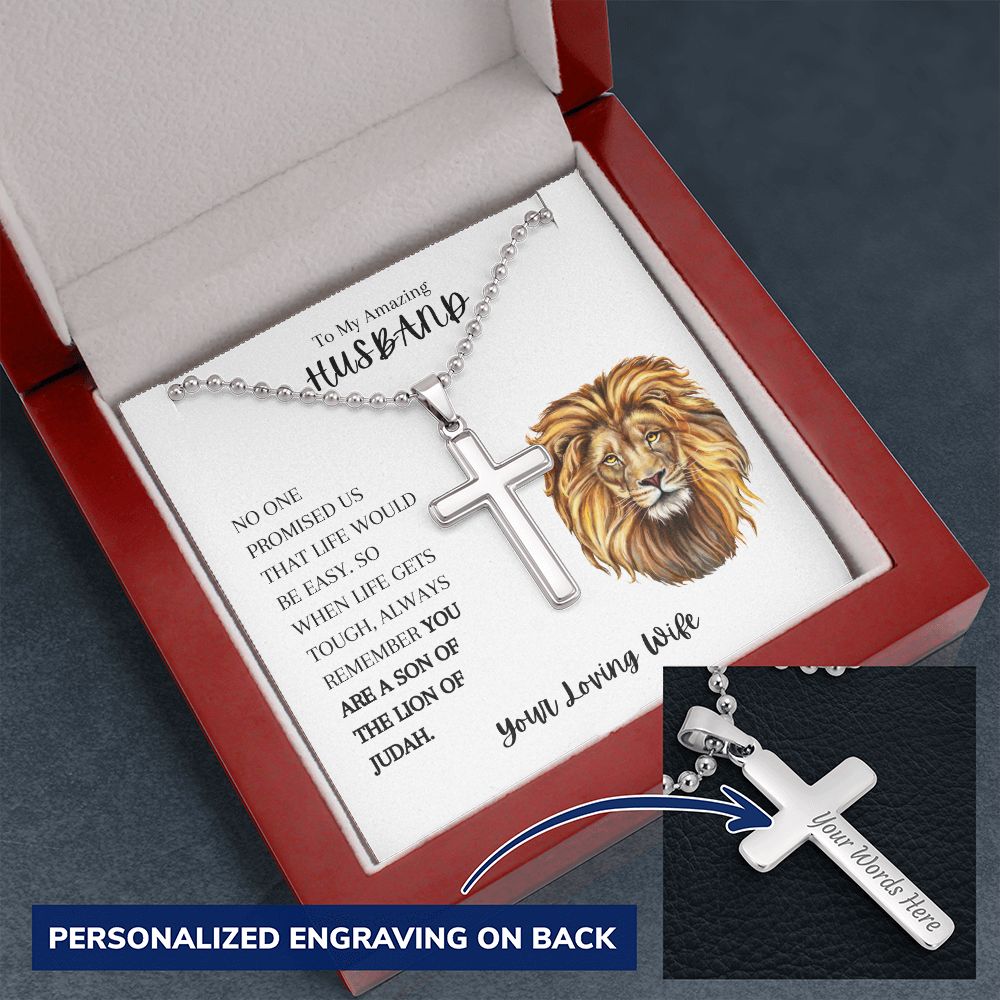 To My Amazing Husband Personalized Cross Necklace