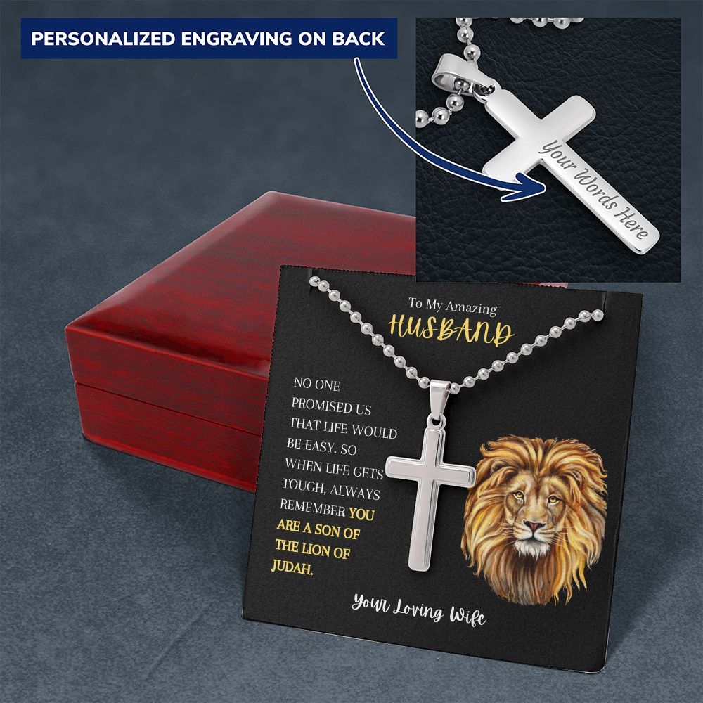 To My Amazing Husband Personalized Cross Necklace