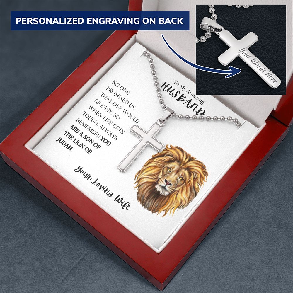 To My Amazing Husband Personalized Cross Necklace