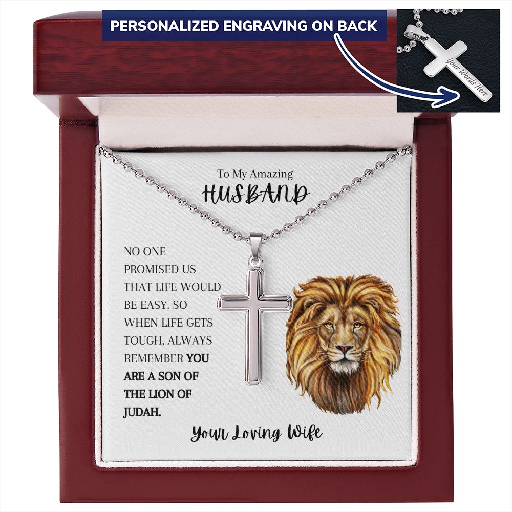 To My Amazing Husband Personalized Cross Necklace