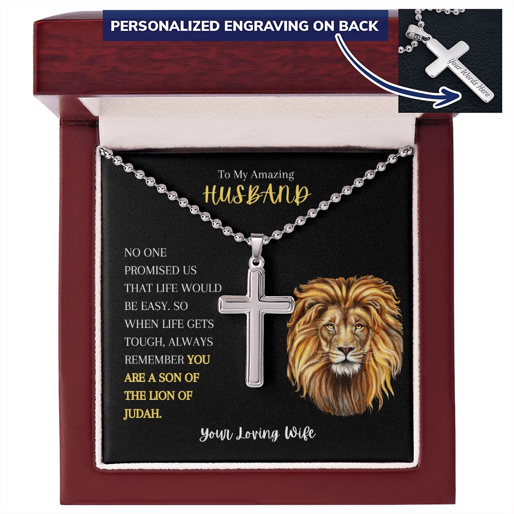 To My Amazing Husband Personalized Cross Necklace