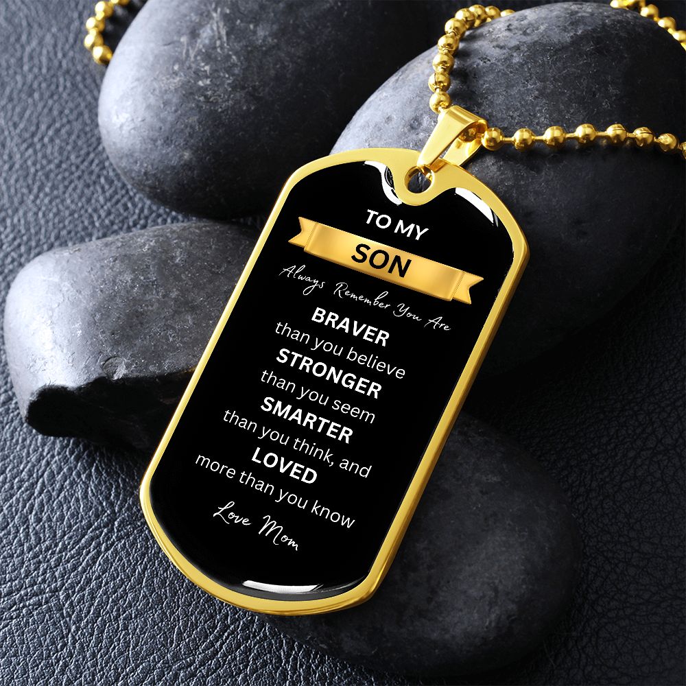 TO MY SON DOG TAG NECKLACE