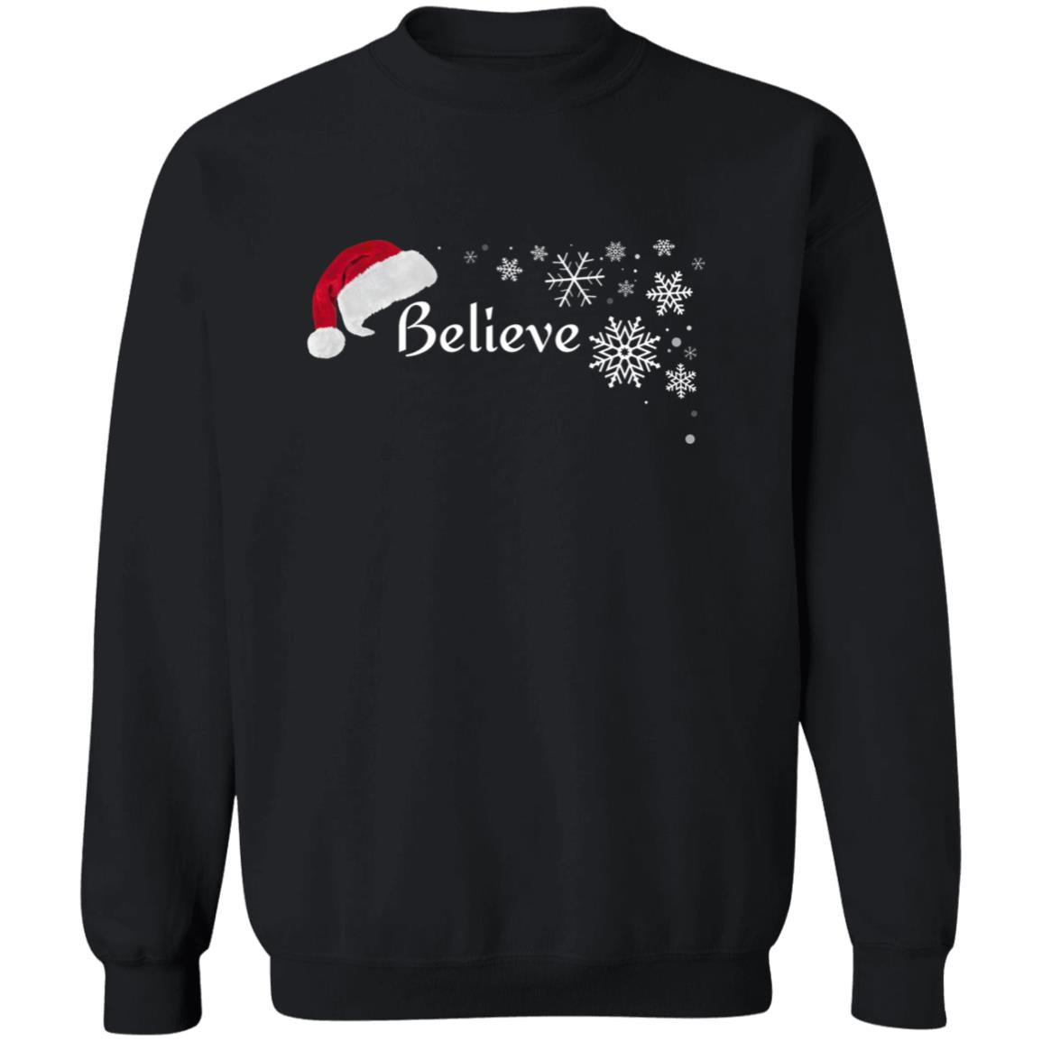 BELIEVE SANTA HAT SWEATSHIRT (BLK PRINT & WHT PRINT)