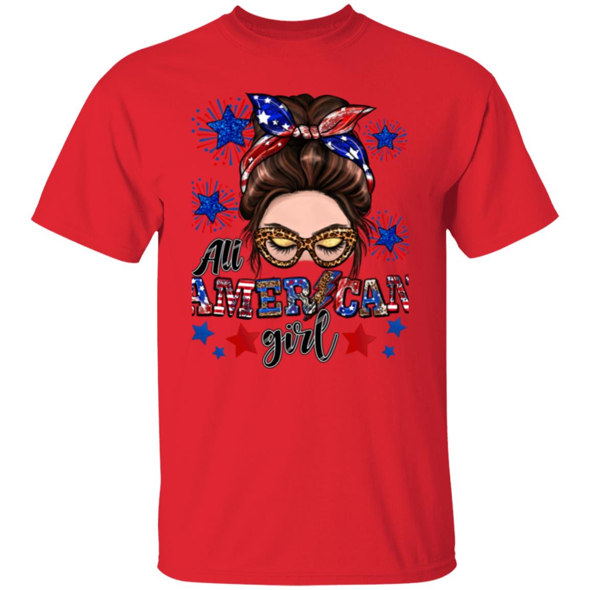ALL AMERICAN GIRL MESSY BUN TEE