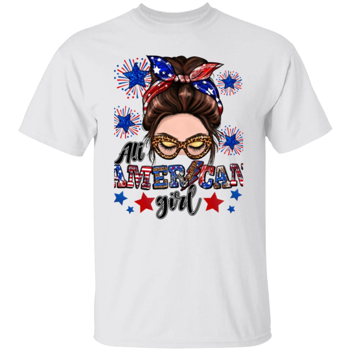 ALL AMERICAN GIRL MESSY BUN TEE