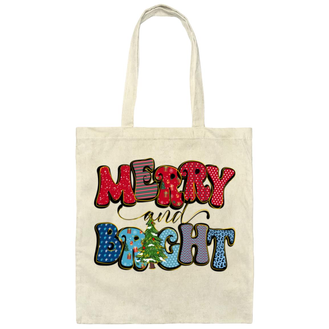 MERRY & BRIGHT RED & BLUE CHRISTMAS TOTE
