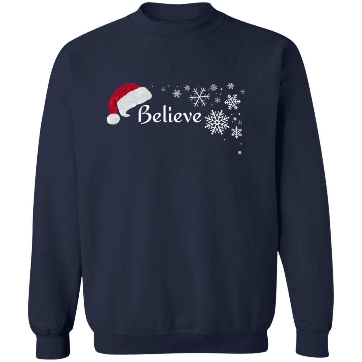 BELIEVE SANTA HAT SWEATSHIRT (BLK PRINT & WHT PRINT)