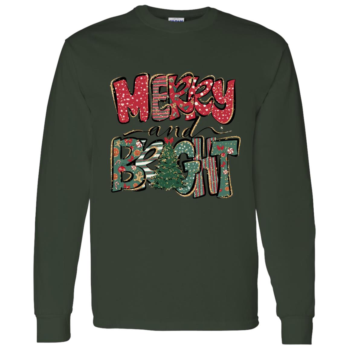 MERRY AND BRIGHT RED & GREEN L/S TEE