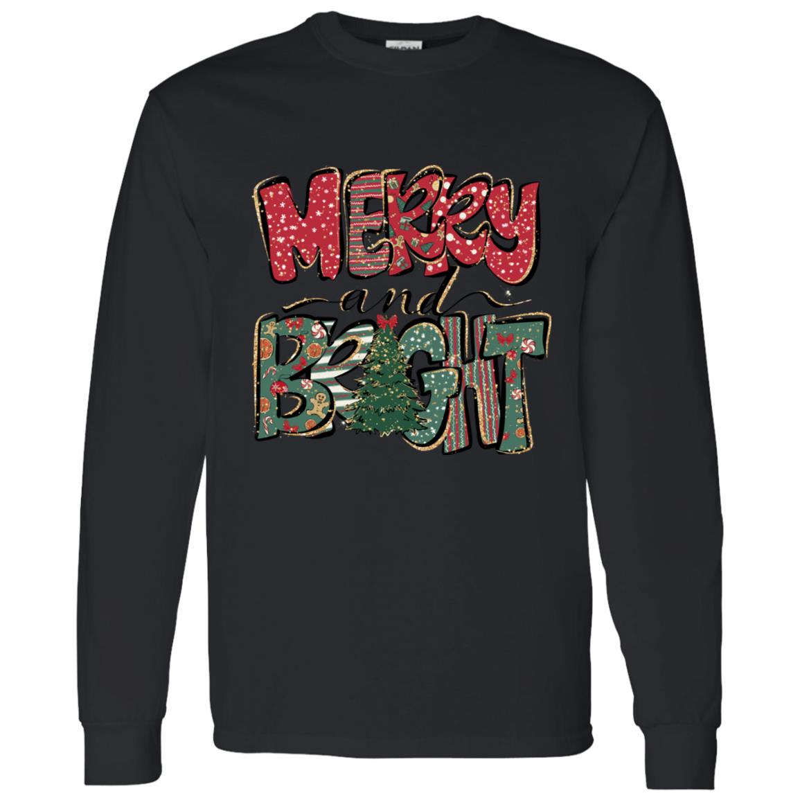 MERRY AND BRIGHT RED & GREEN L/S TEE