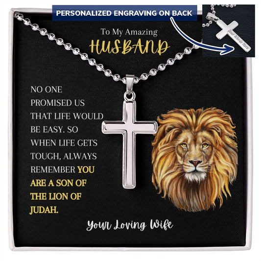 To My Amazing Husband Personalized Cross Necklace