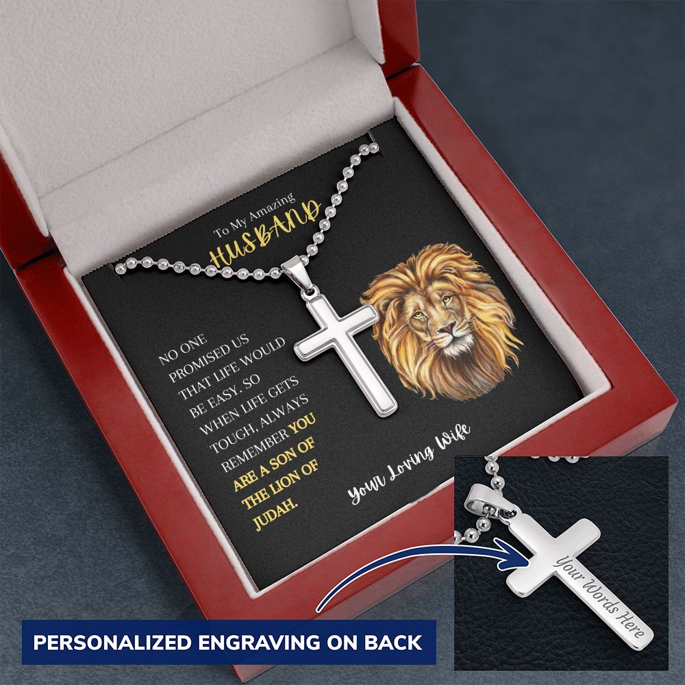 To My Amazing Husband Personalized Cross Necklace