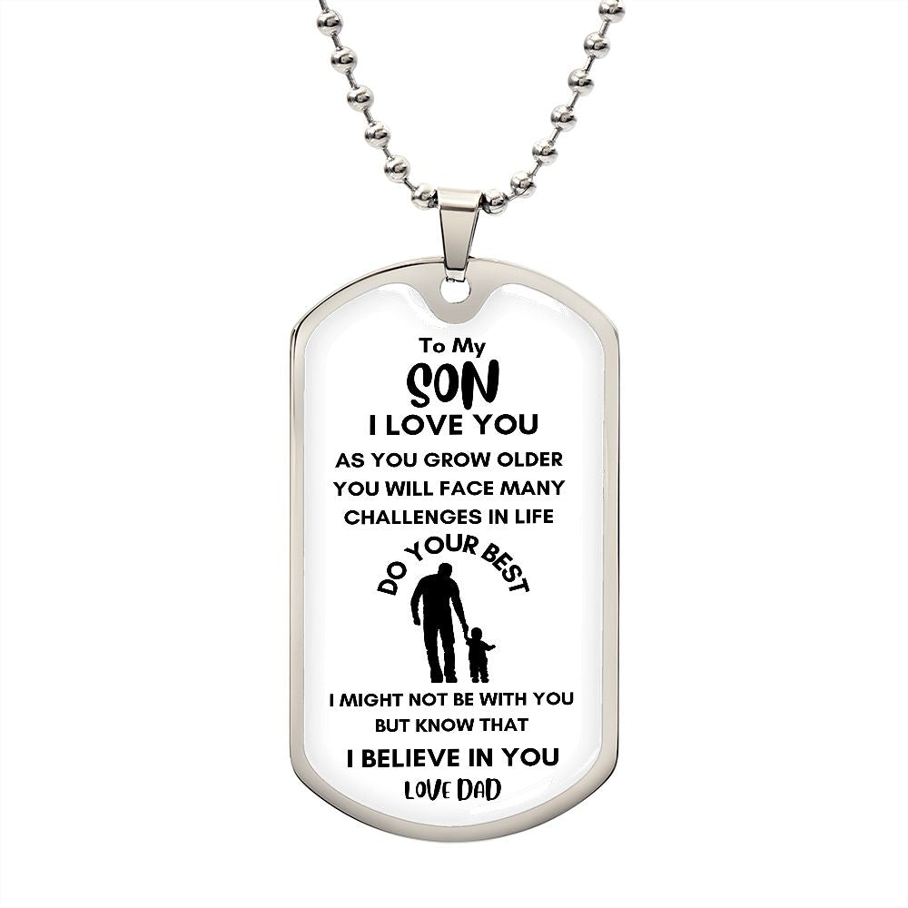 TO MY SON DOG TAG NECKLACE