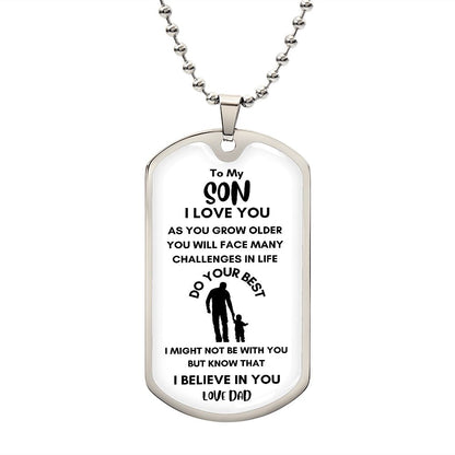 TO MY SON DOG TAG NECKLACE