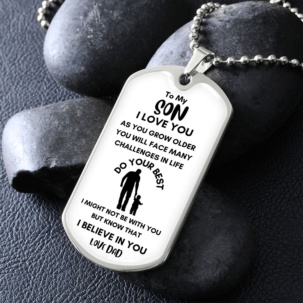 TO MY SON DOG TAG NECKLACE