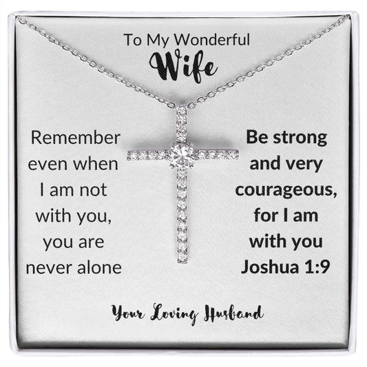 To My Wonderful Wife CZ Crystal Cross