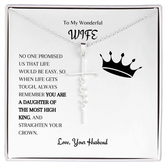 To My Wonderful Wife Faith Cross Necklace
