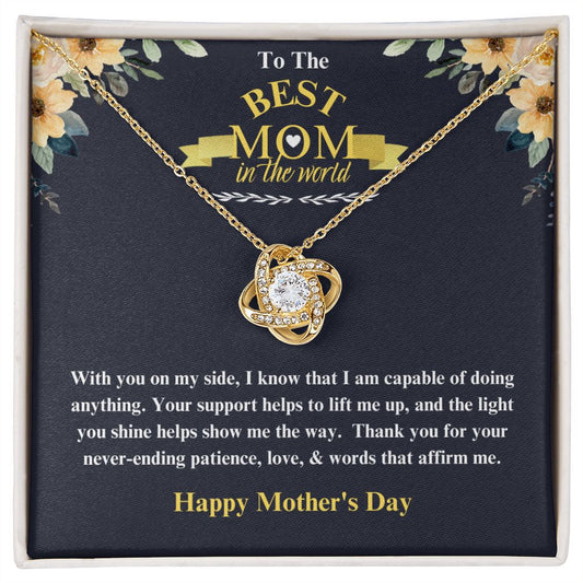 To The Best Mom in the World Love Knot Necklace